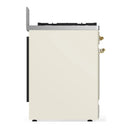 ILVE Majestic III 30-inch Dual Fuel Range with 5 Natural Gas Burner and Triple Glass Door Electric Oven in Antique White with Brass Trim (UM30NR3AWG)