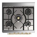 ILVE Majestic III 30-inch Dual Fuel Range with 5 Natural Gas Burner and Triple Glass Door Electric Oven in Antique White with Brass Trim (UM30NR3AWG)