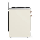 ILVE Majestic III 30-inch Dual Fuel Range with 5 Natural Gas Burner and Triple Glass Door Electric Oven in Antique White with Copper Trim (UM30NR3AWP)