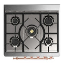 ILVE Majestic III 30-inch Dual Fuel Range with 5 Natural Gas Burner and Triple Glass Door Electric Oven in Antique White with Copper Trim (UM30NR3AWP)