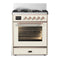 ILVE Majestic III 30-inch Dual Fuel Range with 5 Liquid Propane Burner and Triple Glass Door Electric Oven in Antique White with Copper Trim (UM30NR3AWPLP)