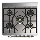 ILVE Majestic III 30-inch Dual Fuel Range with 5 Natural Gas Burner and Triple Glass Door Electric Oven in Blue Grey with Burnished Trim (UM30NR3BGB)