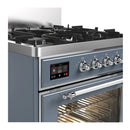ILVE Majestic III 30-inch Dual Fuel Range with 5 Natural Gas Burner and Triple Glass Door Electric Oven in Blue Grey with Chrome Trim (UM30NR3BGC)