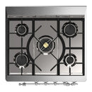 ILVE Majestic III 30-inch Dual Fuel Range with 5 Natural Gas Burner and Triple Glass Door Electric Oven in Blue Grey with Chrome Trim (UM30NR3BGC)