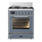 ILVE Majestic III 30-inch Dual Fuel Range with 5 Liquid Propane Burner and Triple Glass Door Electric Oven in Blue Grey with Chrome Trim (UM30NR3BGCLP)