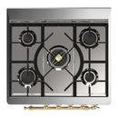 ILVE Majestic III 30-inch Dual Fuel Range with 5 Natural Gas Burner and Triple Glass Door Electric Oven in Blue Grey with Brass Trim (UM30NR3BGG)