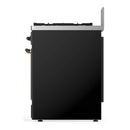 ILVE Majestic III 30-inch Dual Fuel Range with 5 Natural Gas Burner and Triple Glass Door Electric Oven in Glossy Black with Burnished Trim (UM30NR3BKB)