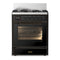 ILVE Majestic III 30-inch Dual Fuel Range with 5 Natural Gas Burner and Triple Glass Door Electric Oven in Glossy Black with Burnished Trim (UM30NR3BKB)