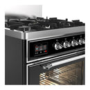 ILVE Majestic III 30-inch Dual Fuel Range with 5 Liquid Propane Burner and Triple Glass Door Electric Oven in Glossy Black with Chrome Trim (UM30NR3BKCLP)