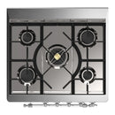 ILVE Majestic III 30-inch Dual Fuel Range with 5 Natural Gas Burner and Triple Glass Door Electric Oven in Glossy Black with Chrome Trim (UM30NR3BKC)