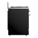 ILVE Majestic III 30-inch Dual Fuel Range with 5 Natural Gas Burner and Triple Glass Door Electric Oven in Glossy Black with Copper Trim (UM30NR3BKP)