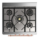 ILVE Majestic III 30-inch Dual Fuel Range with 5 Natural Gas Burner and Triple Glass Door Electric Oven in Glossy Black with Copper Trim (UM30NR3BKP)