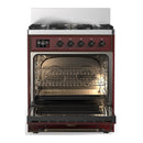 ILVE Majestic III 30-inch Dual Fuel Range with 5 Natural Gas Burner and Triple Glass Door Electric Oven in Burgundy with Burnished Trim (UM30NR3BUB)