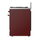 ILVE Majestic III 30-inch Dual Fuel Range with 5 Natural Gas Burner and Triple Glass Door Electric Oven in Burgundy with Burnished Trim (UM30NR3BUB)