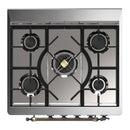 ILVE Majestic III 30-inch Dual Fuel Range with 5 Natural Gas Burner and Triple Glass Door Electric Oven in Burgundy with Burnished Trim (UM30NR3BUB)