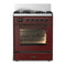 ILVE Majestic III 30-inch Dual Fuel Range with 5 Natural Gas Burner and Triple Glass Door Electric Oven in Burgundy with Burnished Trim (UM30NR3BUB)