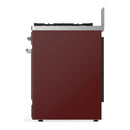 ILVE Majestic III 30-inch Dual Fuel Range with 5 Natural Gas Burner and Triple Glass Door Electric Oven in Burgundy with Chrome Trim (UM30NR3BUC)