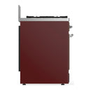 ILVE Majestic III 30-inch Dual Fuel Range with 5 Natural Gas Burner and Triple Glass Door Electric Oven in Burgundy with Chrome Trim (UM30NR3BUC)