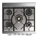 ILVE Majestic III 30-inch Dual Fuel Range with 5 Natural Gas Burner and Triple Glass Door Electric Oven in Burgundy with Chrome Trim (UM30NR3BUC)