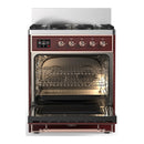 ILVE Majestic III 30-inch Dual Fuel Range with 5 Natural Gas Burner and Triple Glass Door Electric Oven in Burgundy with Copper Trim (UM30NR3BUP)