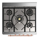 ILVE Majestic III 30-inch Dual Fuel Range with 5 Natural Gas Burner and Triple Glass Door Electric Oven in Burgundy with Copper Trim (UM30NR3BUP)