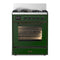ILVE Majestic III 30-inch Dual Fuel Range with 5 Natural Gas Burner and Triple Glass Door Electric Oven in Emerald Green with Burnished Trim (UM30NR3EGB)