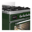 ILVE Majestic III 30-inch Dual Fuel Range with 5 Natural Gas Burner and Triple Glass Door Electric Oven in Emerald Green with Chrome Trim (UM30NR3EGC)