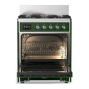 ILVE Majestic III 30-inch Dual Fuel Range with 5 Natural Gas Burner and Triple Glass Door Electric Oven in Emerald Green with Chrome Trim (UM30NR3EGC)