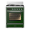 ILVE Majestic III 30-inch Dual Fuel Range with 5 Natural Gas Burner and Triple Glass Door Electric Oven in Emerald Green with Chrome Trim (UM30NR3EGC)