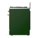 ILVE Majestic III 30-inch Dual Fuel Range with 5 Natural Gas Burner and Triple Glass Door Electric Oven in Emerald Green with Brass Trim (UM30NR3EGG)