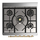 ILVE Majestic III 30-inch Dual Fuel Range with 5 Natural Gas Burner and Triple Glass Door Electric Oven in Emerald Green with Brass Trim (UM30NR3EGG)