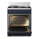 ILVE Majestic III 30-inch Dual Fuel Range with 5 Liquid Propane Burner and Triple Glass Door Electric Oven in Midnight Blue with Burnished Trim (UM30NR3MBBLP)