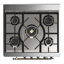 ILVE Majestic III 30-inch Dual Fuel Range with 5 Natural Gas Burner and Triple Glass Door Electric Oven in Midnight Blue with Burnished Trim (UM30NR3MBB)