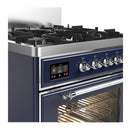 ILVE Majestic III 30-inch Dual Fuel Range with 5 Liquid Propane Burner and Triple Glass Door Electric Oven in Midnight Blue with Chrome Trim (UM30NR3MBCLP)