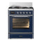 ILVE Majestic III 30-inch Dual Fuel Range with 5 Natural Gas Burner and Triple Glass Door Electric Oven in Midnight Blue with Chrome Trim (UM30NR3MBC)