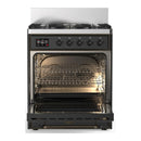 ILVE Majestic III 30-inch Dual Fuel Range with 5 Liquid Propane Burner and Triple Glass Door Electric Oven in Graphite Matte with Burnished Trim (UM30NR3MGBLP)