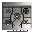 ILVE Majestic III 30-inch Dual Fuel Range with 5 Natural Gas Burner and Triple Glass Door Electric Oven in Graphite Matte with Burnished Trim (UM30NR3MGB)