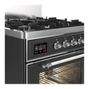 ILVE Majestic III 30-inch Dual Fuel Range with 5 Natural Gas Burner and Triple Glass Door Electric Oven in Graphite Matte with Chrome Trim (UM30NR3MGC)