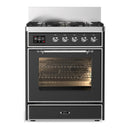ILVE Majestic III 30-inch Dual Fuel Range with 5 Liquid Propane Burner and Triple Glass Door Electric Oven in Graphite Matte with Chrome Trim (UM30NR3MGCLP)