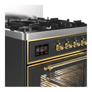 ILVE Majestic III 30-inch Dual Fuel Range with 5 Natural Gas Burner and Triple Glass Door Electric Oven in Graphite Matte with Brass Trim (UM30NR3MGG)