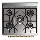 ILVE Majestic III 30-inch Dual Fuel Range with 5 Natural Gas Burner and Triple Glass Door Electric Oven in Graphite Matte with Brass Trim (UM30NR3MGG)