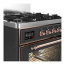 ILVE Majestic III 30-inch Dual Fuel Range with 5 Natural Gas Burner and Triple Glass Door Electric Oven in Graphite Matte with Copper Trim (UM30NR3MGP)