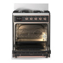 ILVE Majestic III 30-inch Dual Fuel Range with 5 Natural Gas Burner and Triple Glass Door Electric Oven in Graphite Matte with Copper Trim (UM30NR3MGP)