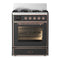 ILVE Majestic III 30-inch Dual Fuel Range with 5 Natural Gas Burner and Triple Glass Door Electric Oven in Graphite Matte with Copper Trim (UM30NR3MGP)