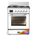 ILVE Majestic III 30-inch Dual Fuel Range with 5 Natural Gas Burner and Triple Glass Door Electric Oven in RAL with Chrome Trim (UM30NR3RAC)