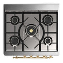 ILVE Majestic III 30-inch Dual Fuel Range with 5 Natural Gas Burner and Triple Glass Door Electric Oven in RAL with Brass Trim (UM30NR3RAG)
