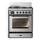 ILVE Majestic III 30-inch Dual Fuel Range with 5 Natural Gas Burner and Triple Glass Door Electric Oven in Stainless Steel with Burnished Trim (UM30NR3SSB)