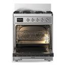 ILVE Majestic III 30-inch Dual Fuel Range with 5 Natural Gas Burner and Triple Glass Door Electric Oven in Stainless Steel with Chrome Trim (UM30NR3SSC)