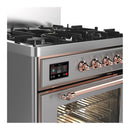 ILVE Majestic III 30-inch Dual Fuel Range with 5 Liquid Propane Burner and Triple Glass Door Electric Oven in Stainless Steel with Copper Trim (UM30NR3SSPLP)