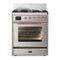 ILVE Majestic III 30-inch Dual Fuel Range with 5 Natural Gas Burner and Triple Glass Door Electric Oven in Stainless Steel with Copper Trim (UM30NR3SSP)